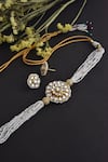 Shop_Swabhimann_Gold Plated Pearls, Embroidery, Diamonds Kundan Embellished Choker Necklace Set _at_Aza_Fashions