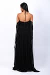 Shop_Swatee Singh_Black Georgette Plain Halter Neck Drape Gown _at_Aza_Fashions