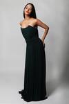 Swatee Singh_Green Georgette Scoop Neck Corset Criss Cross Draped Gown _Online_at_Aza_Fashions
