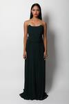 Buy_Swatee Singh_Green Georgette Scoop Neck Corset Criss Cross Draped Gown _Online_at_Aza_Fashions