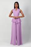 Buy_Swatee Singh_Purple Crepe V-neck Peplum Jumpsuit _at_Aza_Fashions