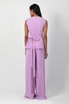 Shop_Swatee Singh_Purple Crepe V-neck Peplum Jumpsuit _at_Aza_Fashions