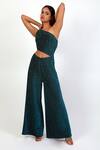 Buy_Swatee Singh_Blue Lurex Asymmetric Shimmer Finish Front Cut-out Jumpsuit _Online_at_Aza_Fashions