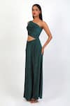 Shop_Swatee Singh_Blue Lurex Asymmetric Shimmer Finish Front Cut-out Jumpsuit _Online_at_Aza_Fashions