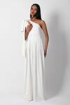 Buy_Swatee Singh_Ivory Crepe Asymmetric Bow Detail Jumpsuit _Online_at_Aza_Fashions