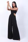 Shop_Swatee Singh_Black Crepe V-neck Side Cut-out Sleeveless Jumpsuit _Online_at_Aza_Fashions