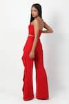 Shop_Swatee Singh_Red Heavy Crepe Plain Straight Neck Crop Top With Ruffle Pant _at_Aza_Fashions