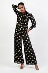 Buy_Swatee Singh_Black Georgette Print Polka Dot Collar Neck Pattern Shirt With Pant 