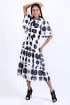 Swatee Singh_Black Georgette Collared Polka Dot Print Dress _Online_at_Aza_Fashions