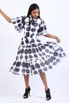 Shop_Swatee Singh_Black Georgette Collared Polka Dot Print Dress _Online_at_Aza_Fashions