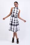 Buy_Swatee Singh_Black Georgette Halter Neck Polka Dot Print Dress _at_Aza_Fashions