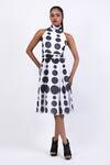 Swatee Singh_Black Georgette Halter Neck Polka Dot Print Dress _Online_at_Aza_Fashions