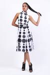 Buy_Swatee Singh_Black Georgette Halter Neck Polka Dot Print Dress _Online_at_Aza_Fashions