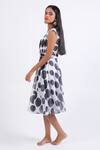 Swatee Singh_Black Georgette Square Neck Polka Dot Pattern Dress _Online_at_Aza_Fashions