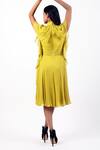 Shop_Swatee Singh_Yellow Georgette High Neck Solid Ruffled Dress _at_Aza_Fashions