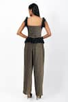 Shop_Swatee Singh_Gold Lurex Plain Square Neck Corset Top With Pleated Pant _at_Aza_Fashions