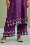 Shop_Priya Chaudhary_Purple Chanderi Silk Hand Embroidered Resham Straight Kurta And Palazzo Set _Online_at_Aza_Fashions