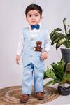 Buy_Toplove_Blue Waistcoat And Pant Terrylene Embroidered Thread Teddy Set _at_Aza_Fashions