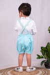 Shop_Toplove_Blue Shorts 85% Cotton Embroidered Thread Rabbit Shirt And Suspender Set _at_Aza_Fashions