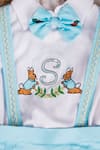 Buy_Toplove_Blue Shorts 85% Cotton Embroidered Thread Rabbit Shirt And Suspender Set 