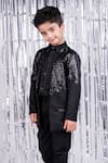 Buy_Toplove_Black 85% Cotton Embroidered Sequin Blazer And Pant Set_Online_at_Aza_Fashions