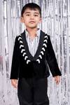 Shop_Toplove_Black Velvet, Cotton Sequins Elegant Noir Beaded Blazer And Pant Set _Online_at_Aza_Fashions