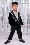 Toplove_Black Velvet, Cotton Sequins Elegant Noir Beaded Blazer And Pant Set _at_Aza_Fashions