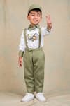 Buy_Toplove_Green Shirt 100% Cotton Embroidered Thread Wild Safari And Suspender Pant Set _at_Aza_Fashions