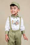 Buy_Toplove_Green Shirt 100% Cotton Embroidered Thread Wild Safari And Suspender Pant Set _Online_at_Aza_Fashions