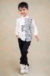 Buy_Toplove_White 100% Cotton Embroidered Bead Tiger Print Shirt _at_Aza_Fashions