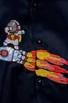 Buy_Toplove_Blue Cotton Beads, Sequins Navy Rocket Embroidered Shirt _Online_at_Aza_Fashions