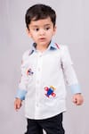 Buy_Toplove_White 100% Cotton Embroidered Thread Fly High Aeroplane Shirt _Online_at_Aza_Fashions