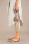 AMPM_Silver Tissue Drill Woven Stripe Sarina Draped Tunic And Dhoti Pant Set _at_Aza_Fashions