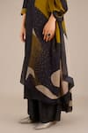 AMPM_Black Rose Silk Round Rafa Pleated Kurta Palazzo Set _at_Aza_Fashions