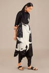 Buy_AMPM_Black Organza Satin Printed Floral Cowl Neck Yusra Tunic And Dhoti Pant Set _Online_at_Aza_Fashions