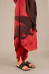 Buy_AMPM_Red Organza Satin Printed Floral Cowl Neck Yusra Tunic And Dhoti Pant Set _Online_at_Aza_Fashions