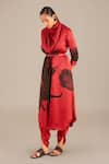 Shop_AMPM_Red Organza Satin Printed Floral Cowl Neck Yusra Tunic And Dhoti Pant Set _Online_at_Aza_Fashions