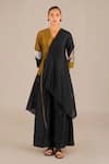 Buy Ampm Black Chanderi Embroidery V-neck Kaafiya Asymmetric Tunic And Palazzo Set at Aza Fashions Buy_Ampm_Black Chanderi Embroidery V-neck Kaafiya Asymmetric Tunic And Palazzo Set_at_Aza_Fashions