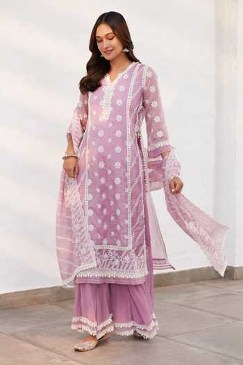 Armagh Organza Green Kurta with Sharara Set