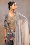 Buy_Mehak Murpana_Green Crepe Printed And Embroidered Floral Round Neck Kurta Sharara Set_Online_at_Aza_Fashions