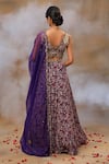 Shop_Mehak Murpana_Purple Crepe Printed And Embroidered Botanical V Neck Lehenga Blouse Set _at_Aza_Fashions