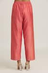 Buy_Urvashi Kaur_Coral Chanderi Silk Embroidered Stitchline Pant  _Online_at_Aza_Fashions