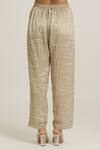 Urvashi Kaur_Silver Striped Tissue Silk Pattern Pant  _at_Aza_Fashions