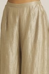 Shop_Urvashi Kaur_Silver Tissue Silk Embroidered Stripe Wide Legged Pant  _Online_at_Aza_Fashions