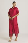 Buy_Urvashi Kaur_Red Striped Tissue Silk Pattern Pant _at_Aza_Fashions