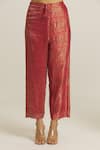 Buy_Urvashi Kaur_Red Striped Tissue Silk Pattern Pant _Online_at_Aza_Fashions