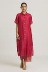 Shop_Urvashi Kaur_Red Striped Tissue Silk Pattern Pant _at_Aza_Fashions