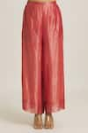 Buy_Urvashi Kaur_Coral Striped Tissue Silk Wide Legged Pant  _Online_at_Aza_Fashions