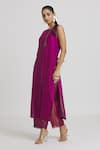 Urvashi Kaur_Fuchsia Metallic Zari Woven Pant _Online_at_Aza_Fashions