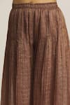 Buy_Urvashi Kaur_Brown Zari Kota Silk Checkered Pleated Wide Legged Pant _Online_at_Aza_Fashions